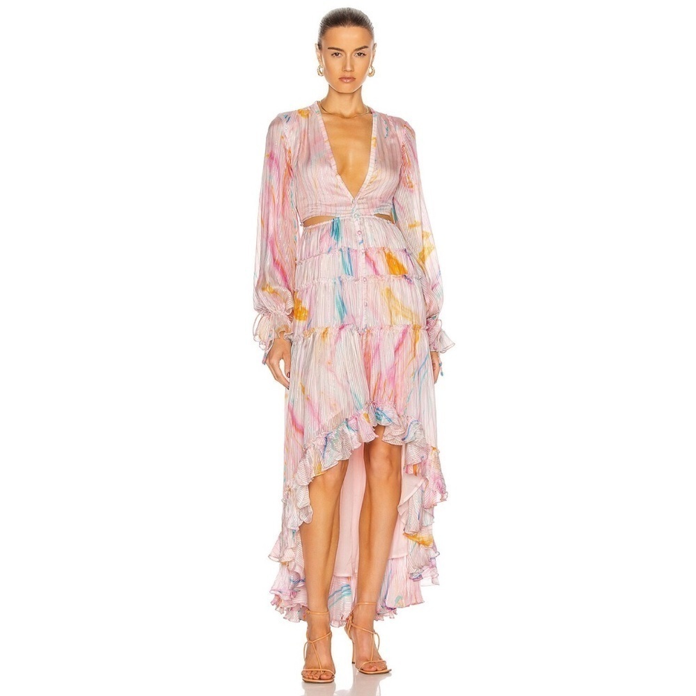 Rococo Sand Davina High Low Ruffle Dress in Pink